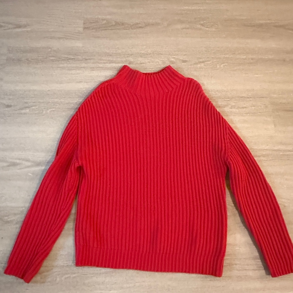 GAP cutton knit pullover high neck valentine Red Women's Turtleneck Sweater